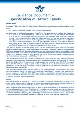 Hazard Label Specification Guidance Document 2018